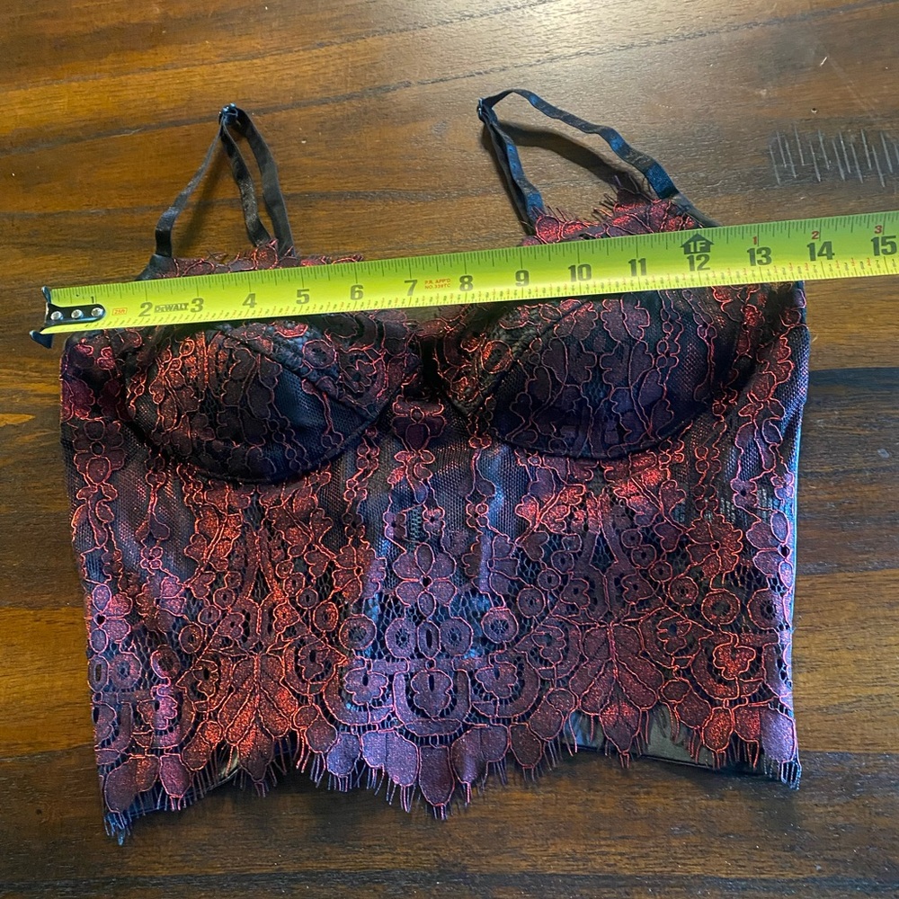 Bebe Black With Red Lace Bralette XS NWT - Picture 5 of 8